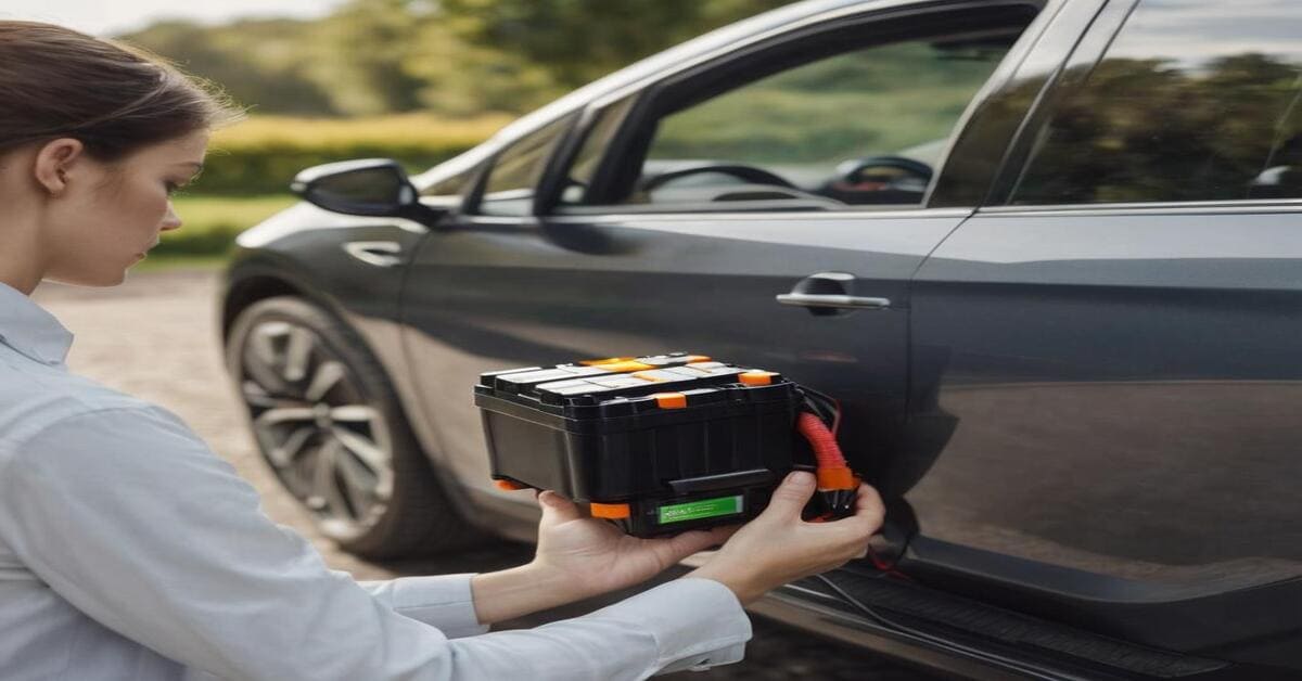 A lady swapping EV battery